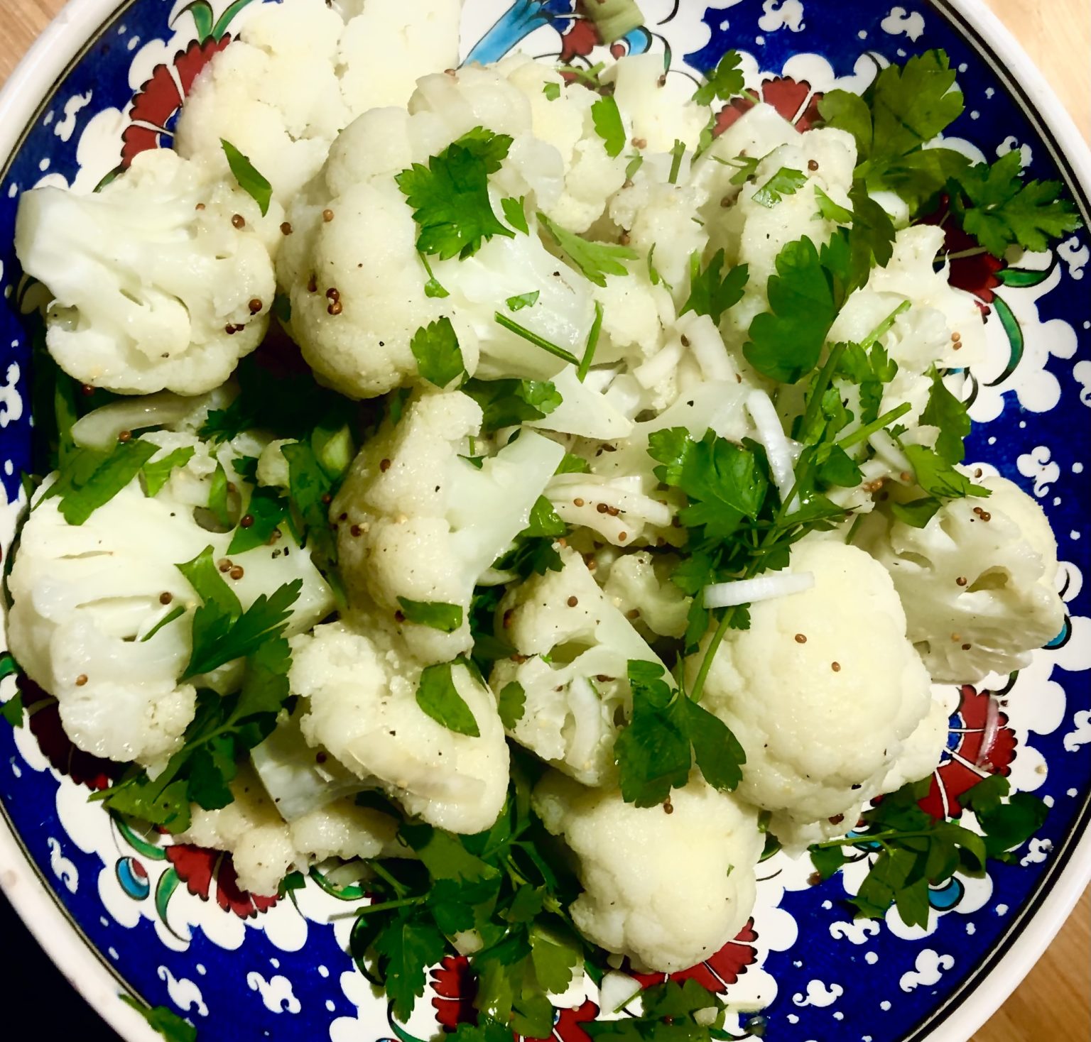 STEAMED CAULIFLOWER WITH MUSTARD VINAIGRETTE – John Pleshette Meal of