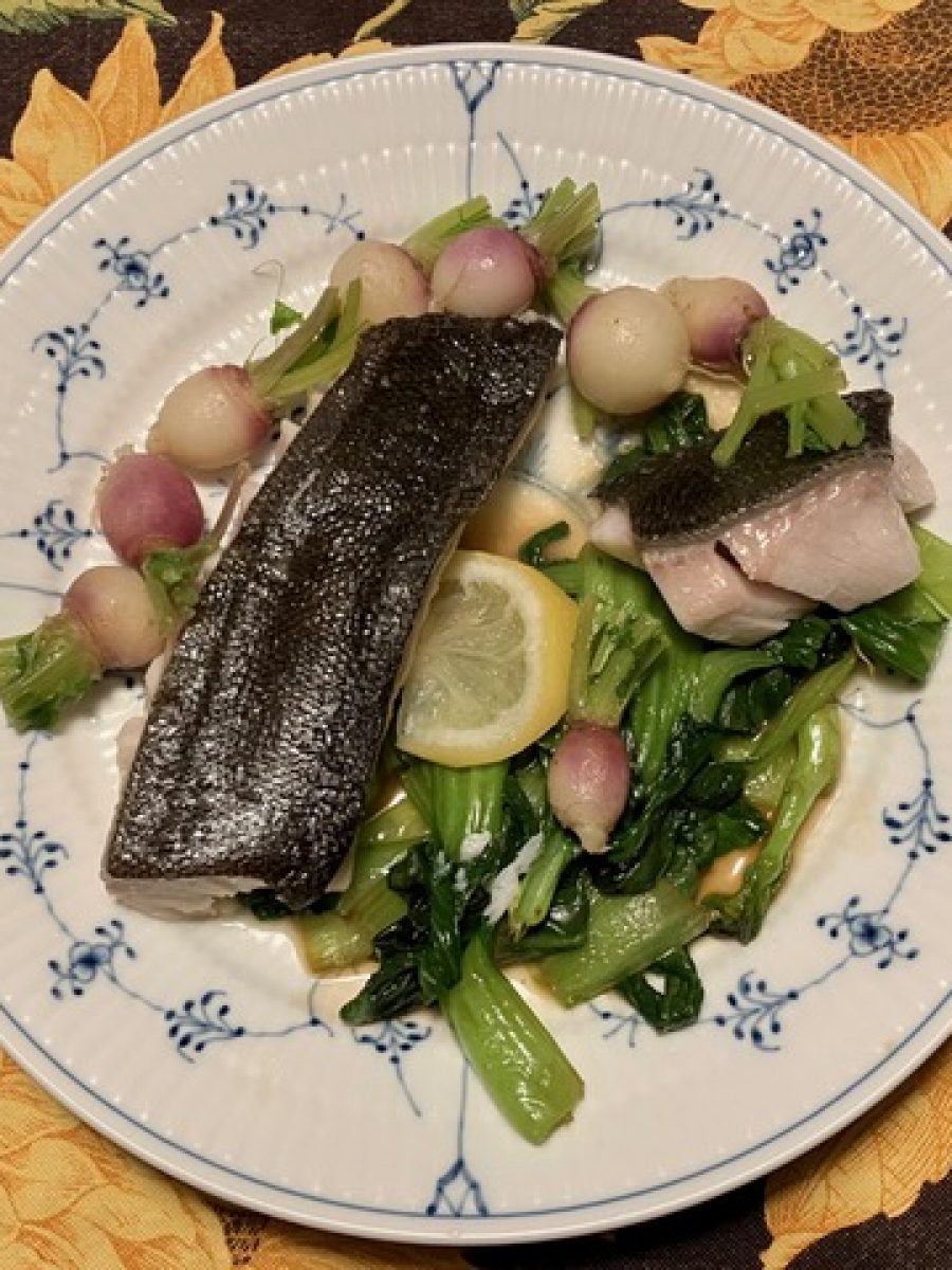 STEAMED BLACK COD WITH BABY BOK CHOY